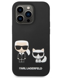 Калъф Karl Lagerfeld - Karl and Choupette, iPhone 14 Pro Max, черен